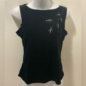 Hillard & Hanson women’s velvet Black Sleeveless Top size 10
